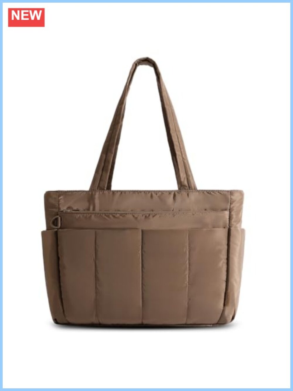 Quilted Nylon Puffer Tote Bag 15.6" Laptop Work Travel Handbag